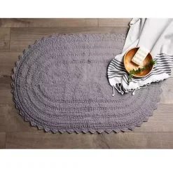 Kirklands Home Small Crochet Oval Bath Mat Gray Sale