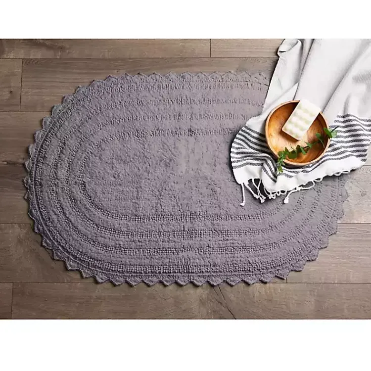 Kirklands Home Small Crochet Oval Bath Mat Gray Sale