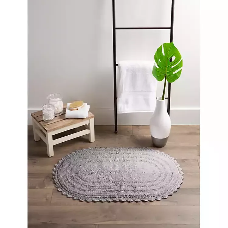 Kirklands Home Small Crochet Oval Bath Mat Gray Sale