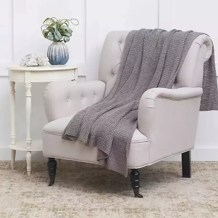 Blankets & Throws>Kirklands Home Soft Knitted Throw Gray