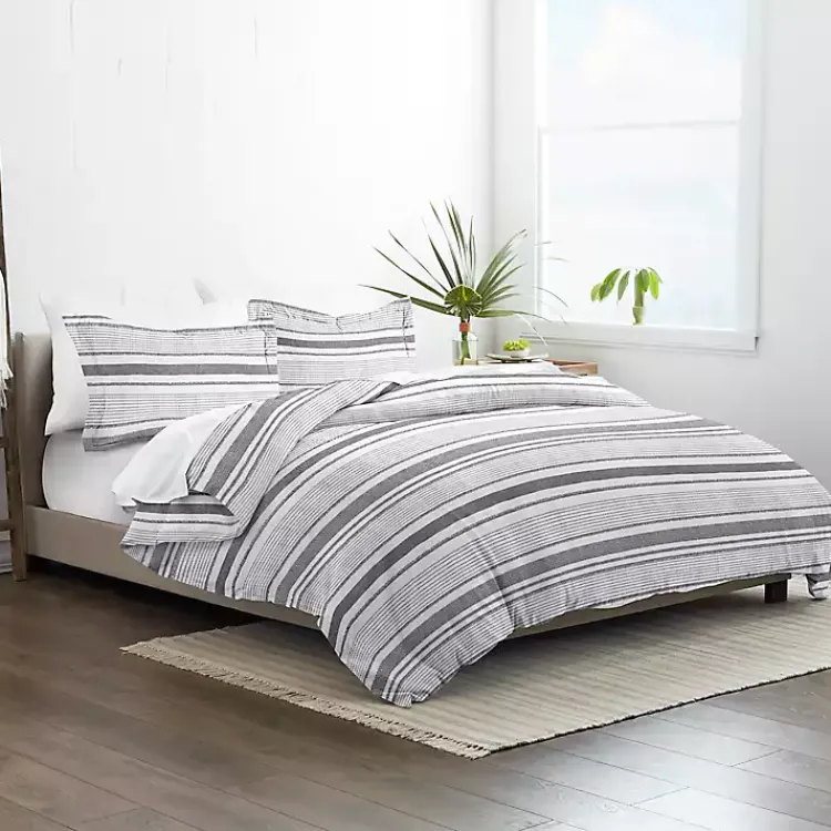Kirklands Home Gray Soft Striped 3-pc. King Duvet Cover Set