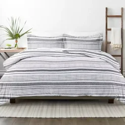 Kirklands Home Gray Soft Striped 3-Pc. Twin Duvet Cover Set Clearance