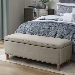 Kirklands Home Soft-Close Storage Bench Gray New
