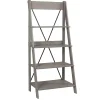 Kirklands Home Gray Solid Wood Ladder Bookshelf Clearance