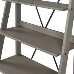 Kirklands Home Gray Solid Wood Ladder Bookshelf Clearance