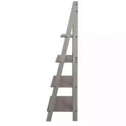Kirklands Home Gray Solid Wood Ladder Bookshelf Clearance