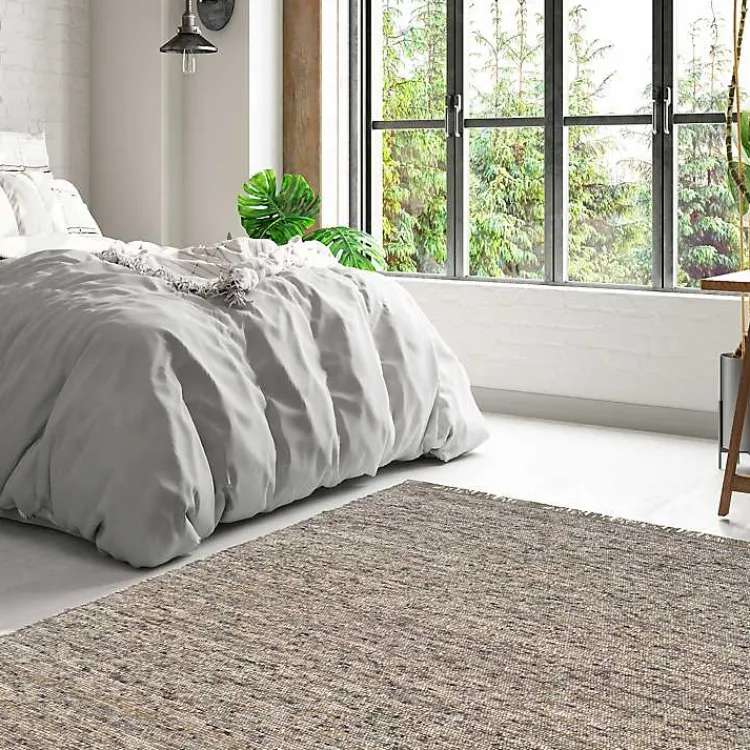 Kirklands Home Speckled Woven Wool and Jute Area Rug, 7x10 Gray Online