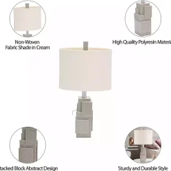 Kirklands Home Gray Stacked Blocks Table Lamp Ivory Hot