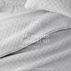 Kirklands Home Stitched Diamond 2-pc. Twin Quilt Set Gray New