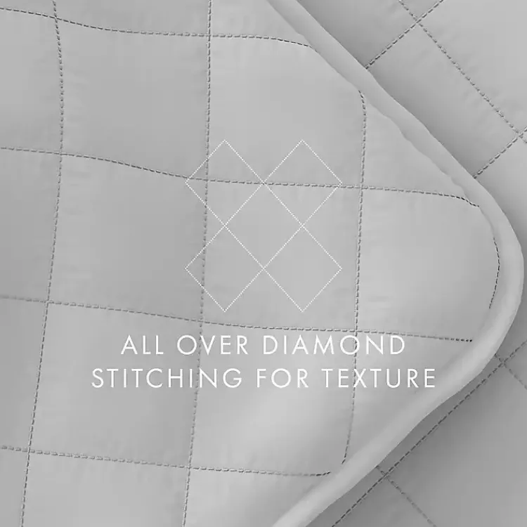 Kirklands Home Stitched Diamond 2-pc. Twin Quilt Set Gray New