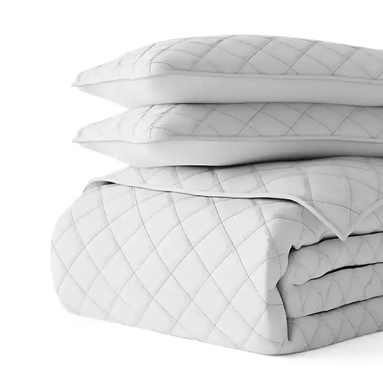 Kirklands Home Stitched Diamond 3-pc. King Quilt Set Gray Online