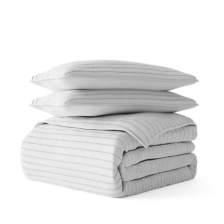 Kirklands Home Stitched Stripes 2-pc. Twin Quilt Set Gray Sale