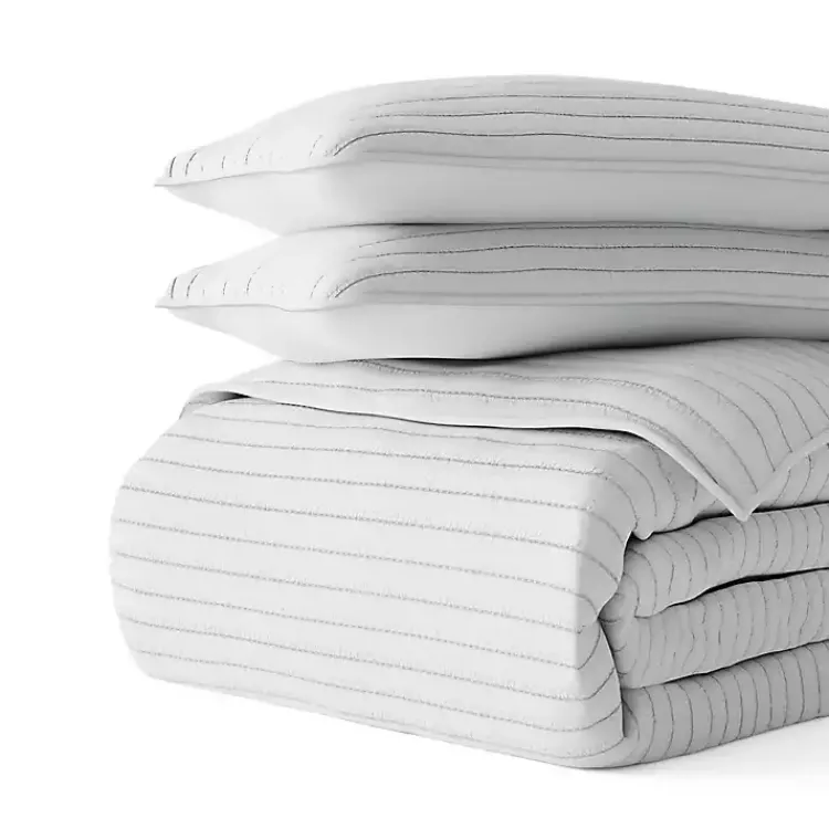 Kirklands Home Stitched Stripes 2-pc. Twin Quilt Set Gray Sale