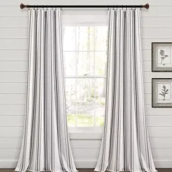 Kirklands Home Stripe Farmhouse Curtain Panel Set, 95 in. Gray Sale