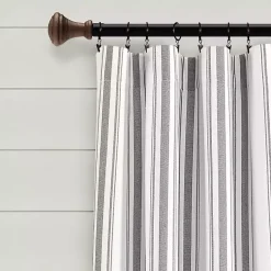 Kirklands Home Stripe Farmhouse Curtain Panel Set, 95 in. Gray Sale