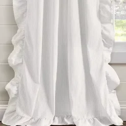 Kirklands Home Gray Stripe Ruffled Curtain Panel Set, 84 in.