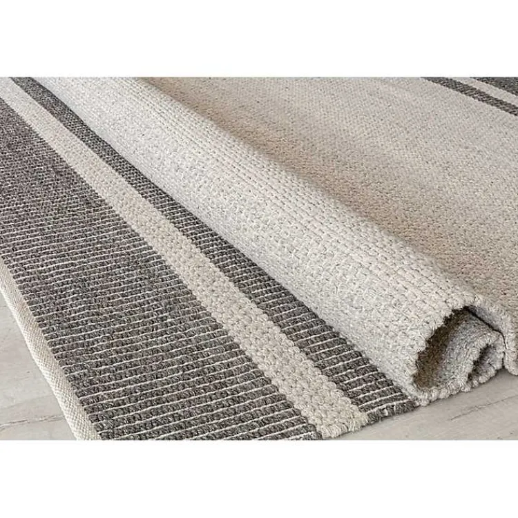 Kirklands Home Gray Striped Border Area Rug Sale