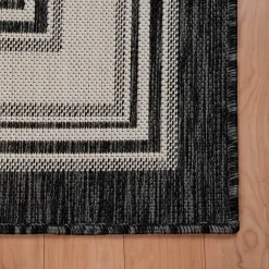 Kirklands Home Gray Striped Border Outdoor Area Rug, 7x9 Hot