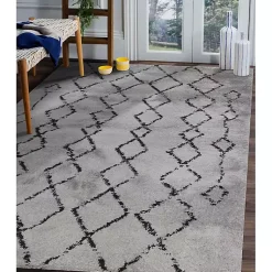 Kirklands Home Striped Diamond Area Rug, 8x10 Gray Hot