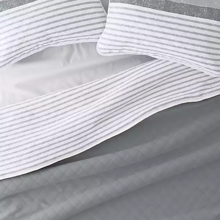 Kirklands Home Gray Striped Reversible 3-pc. Queen Quilt Set Outlet