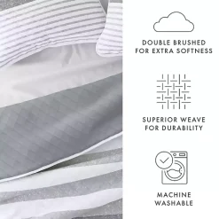 Kirklands Home Gray Striped Reversible 3-pc. Queen Quilt Set Outlet