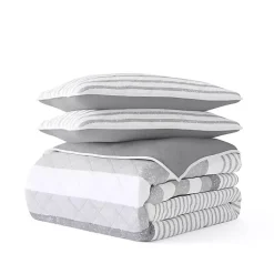 Kirklands Home Gray Striped Reversible 3-pc. King Quilt Set Discount