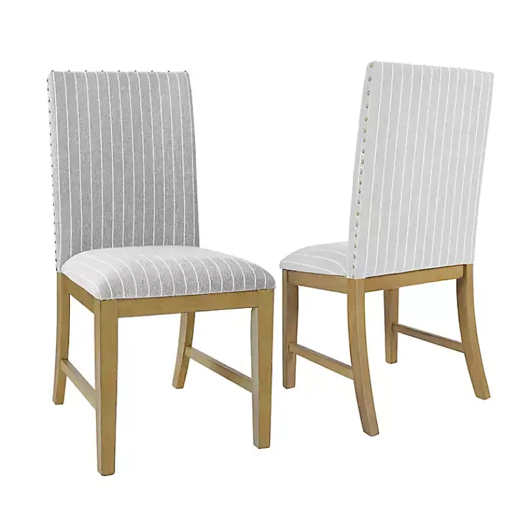 Kirklands Home Stripes Nailhead Dining Chairs, Set of 2 Gray Discount