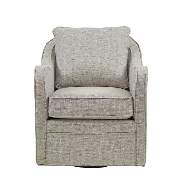 Kirklands Home Swivel Upholstered Wide Seat Accent Chair Gray