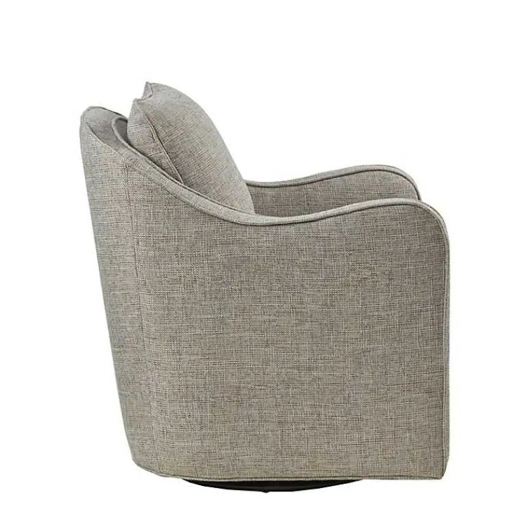 Kirklands Home Swivel Upholstered Wide Seat Accent Chair Gray