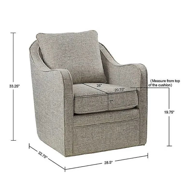 Kirklands Home Swivel Upholstered Wide Seat Accent Chair Gray