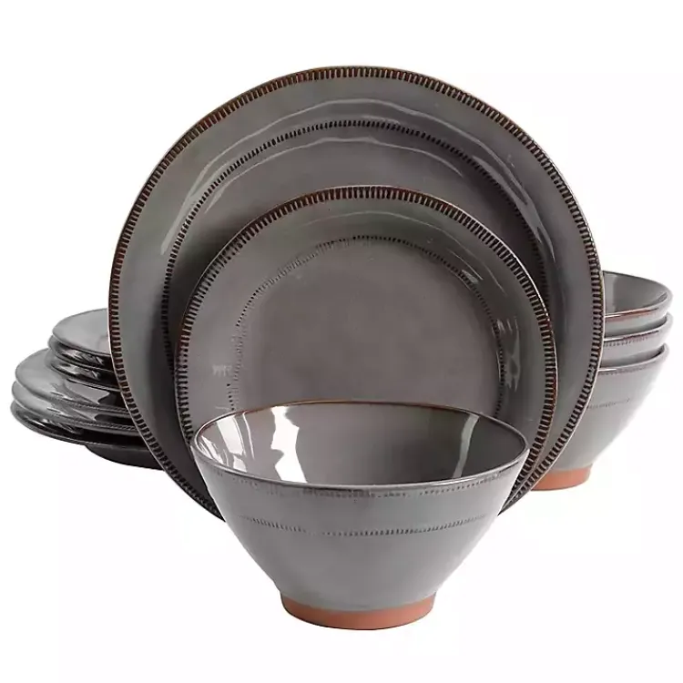 Kirklands Home Terracotta 12-pc. Dinnerware Set Gray
