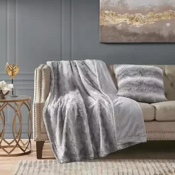 Pillows>Kirklands Home Textured Faux Fur Pillow Gray