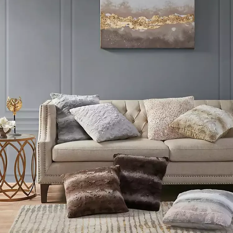 Pillows>Kirklands Home Textured Faux Fur Pillow Gray