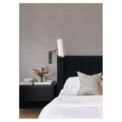 Kirklands Home Textured Grassweave Peel & Stick Wallpaper Gray New