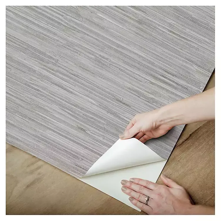 Kirklands Home Textured Grassweave Peel & Stick Wallpaper Gray New