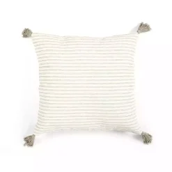 Pillows>Kirklands Home Gray Thin Woven Stripe Tassel Pillow