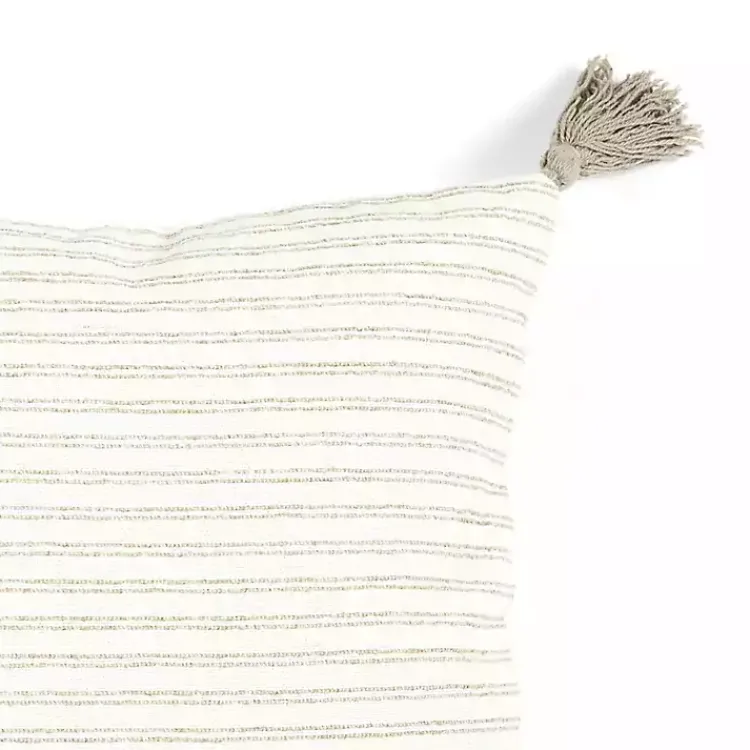 Pillows>Kirklands Home Gray Thin Woven Stripe Tassel Pillow