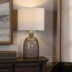 Kirklands Home Tinted Glass Jar Table Lamp Gray Best