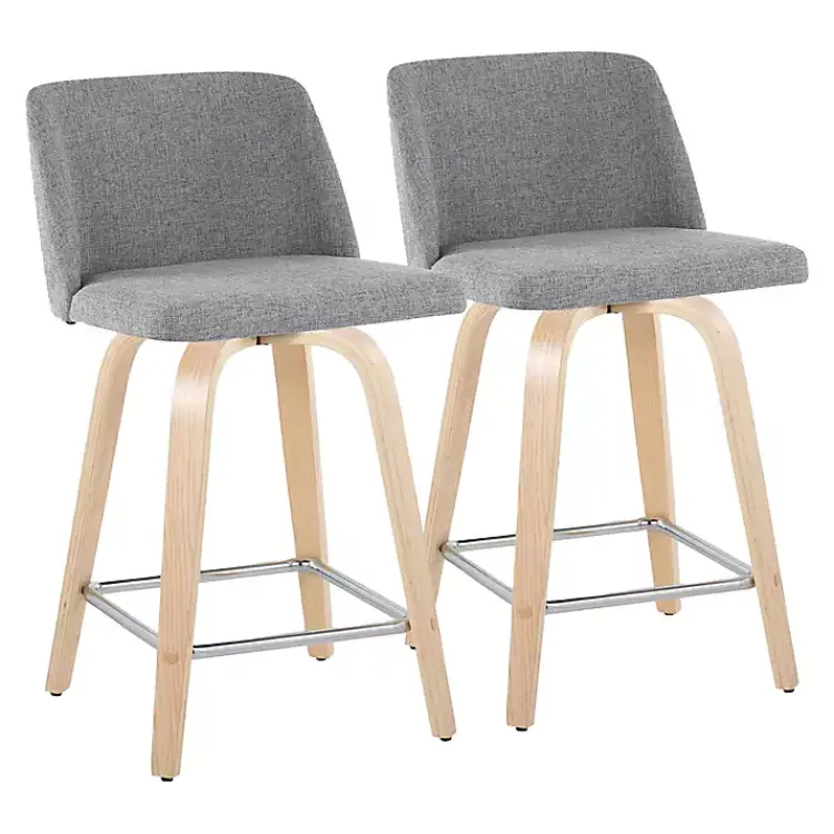 Kirklands Home Torino Upholstered Counter Stools, Set of 2 Gray New