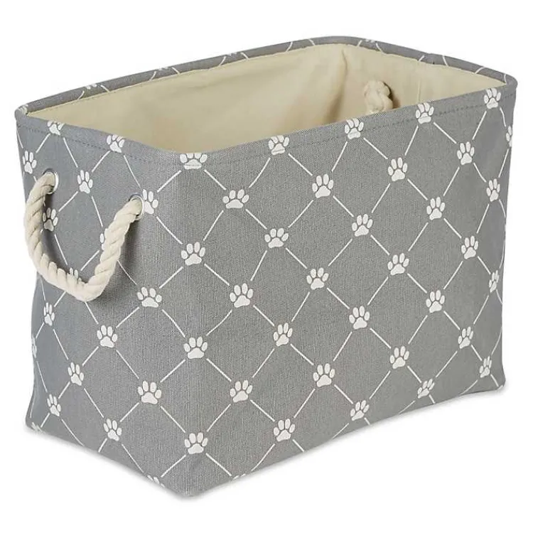 Baskets & Boxes>Kirklands Home Trellis Paw Print Storage Basket, 14 in. Gray