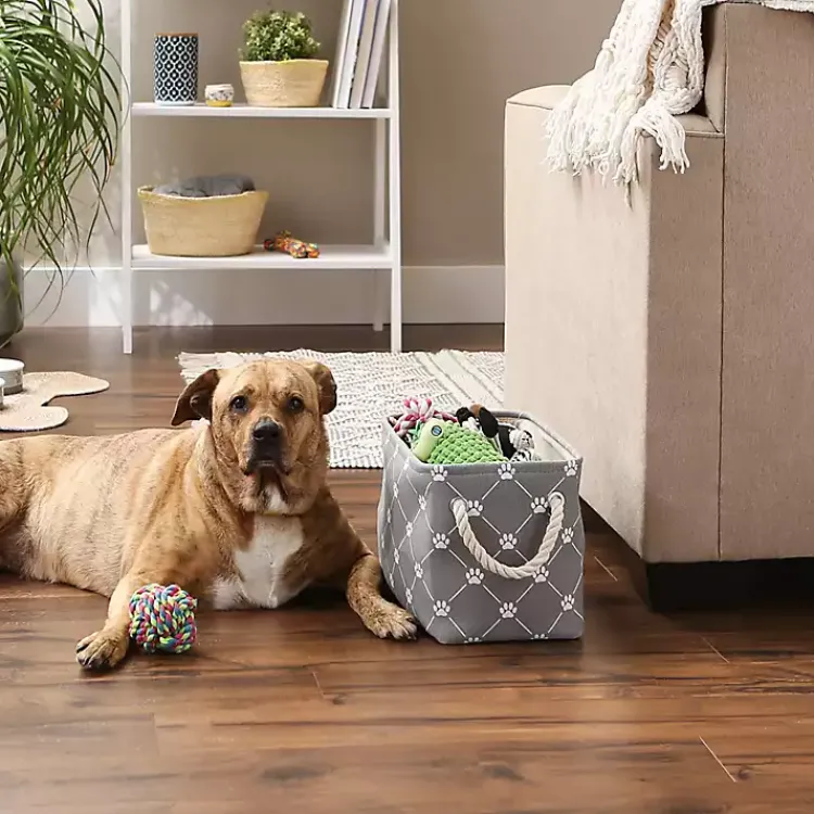 Baskets & Boxes>Kirklands Home Trellis Paw Print Storage Basket, 14 in. Gray