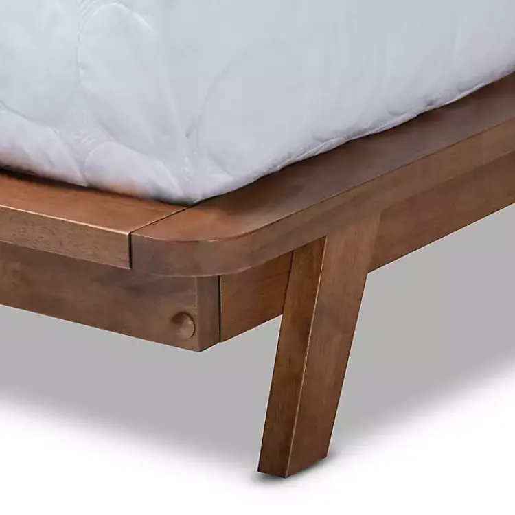 Kirklands Home Tufted and Natural Walnut King Platform Bed Gray New