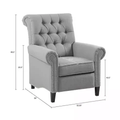 Kirklands Home Tufted Back Nailhead Trim Recliner Armchair Gray Online