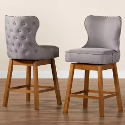 Kirklands Home Tufted Back Swivel Counter Stools, Set of 2 Gray Outlet