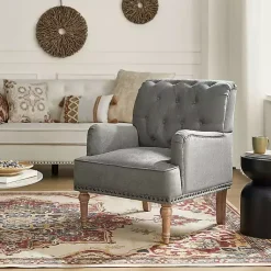 Kirklands Home Tufted Britt Accent Chair Gray Discount