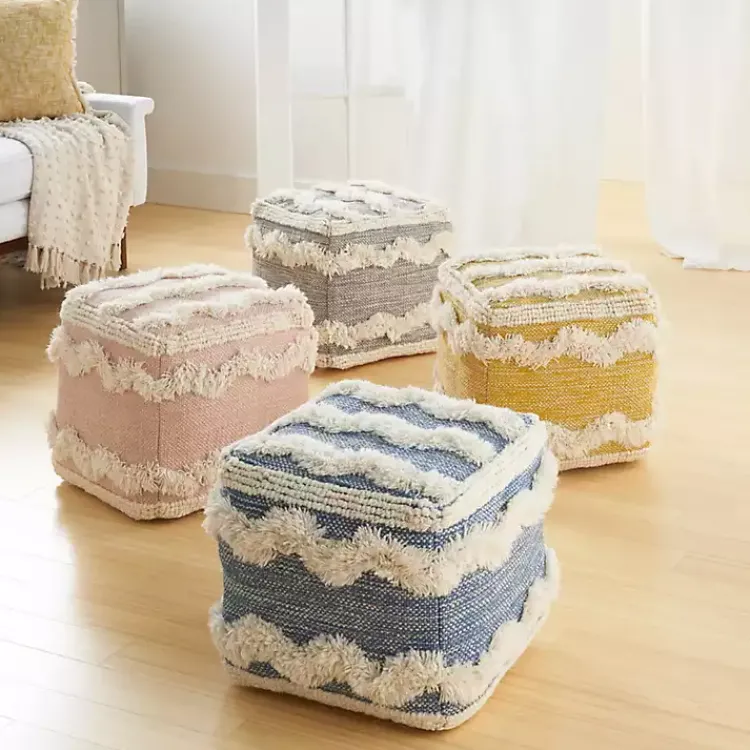 Poufs & Floor Cushions>Kirklands Home Tufted Chevron Cube Pouf Gray