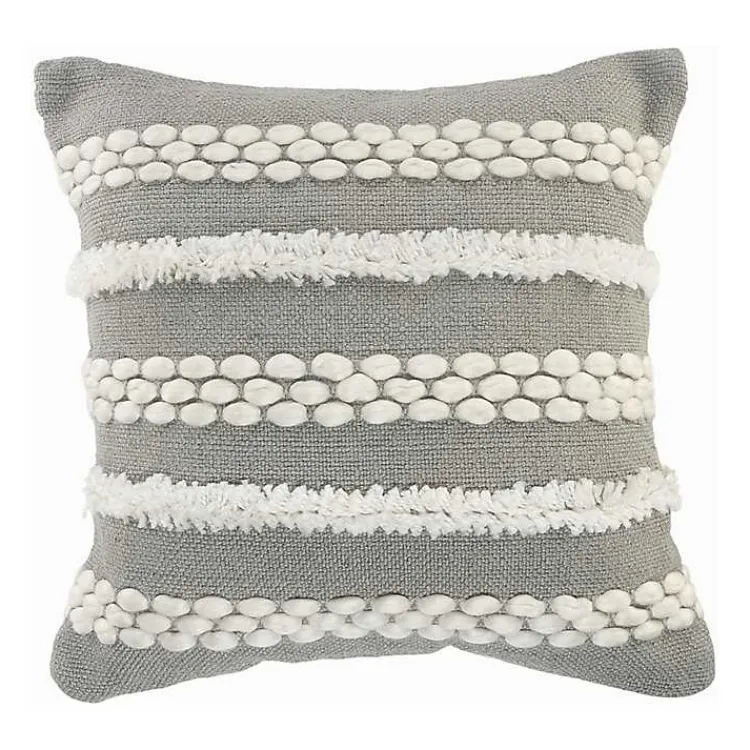 Pillows>Kirklands Home Gray Tufted Indoor/Outdoor Pillow