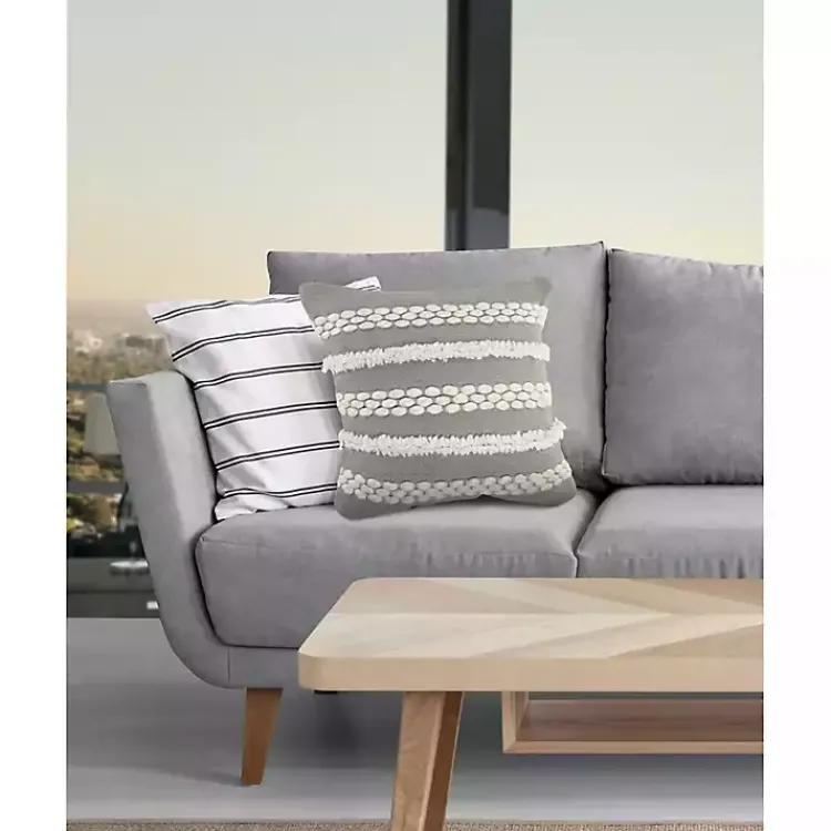 Pillows>Kirklands Home Gray Tufted Indoor/Outdoor Pillow