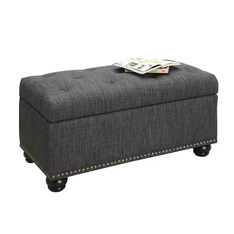 Kirklands Home Tufted Jess Storage Ottoman Bench Gray Best