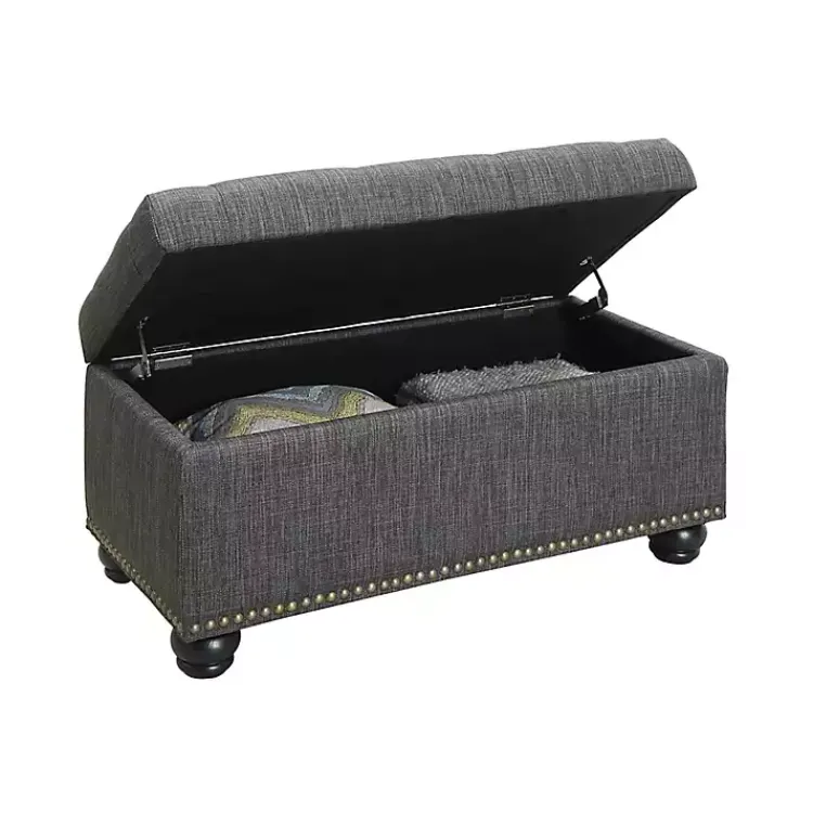 Kirklands Home Tufted Jess Storage Ottoman Bench Gray Best